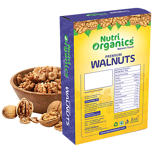 Buy Nutri Organics Premium Walnuts Vegan, Rich In Protein & Fibre