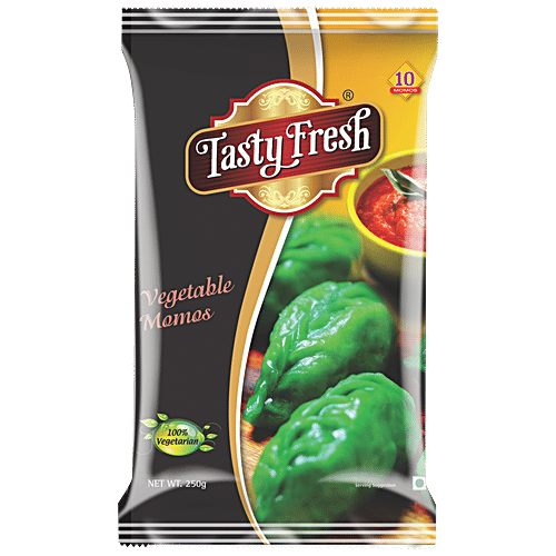 Tasty Fresh  Vegetable Momos - Ready To Steam/Fry Dumplings, For Snacking Use, 250 g  
