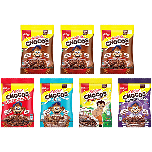 Kellogg's Chocos Variety Pack, 157.5 g (Pack of 7) Multigrain Breakfast Cereal
