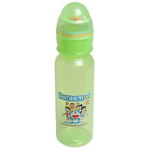 Auto flow Doraemon Mega Star Feeding Bottle With Silicone Nipple & Musical Cover - BPA Free, 250 ml  