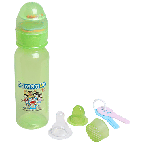 Auto flow Doraemon Mega Star Feeding Bottle With Silicone Nipple & Musical Cover - BPA Free, 250 ml  