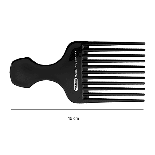 Titania Afro Hair Comb - With Wide Teeth, Durable, Big, Black, DP100157, 1 pc  