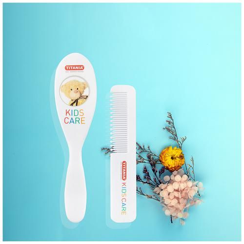 Titania Baby Hair Brush & Comb Set - With Soft Bristles, Assorted Colours, DP100129, 2 pcs  