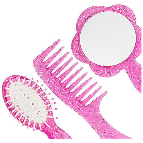 Buy Titania Handbag Hair Set Comb, Brush & Mirror, Lilac Glitter Look