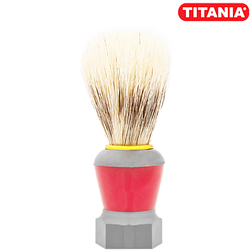Titania Shaving Brush - With Extra Long Bristles, Durable, Medium, Red, DP100144, 1 pc  