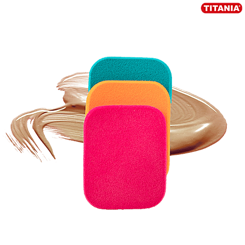 Titania Makeup Sponge - Beauty Blender, Reusable, Pink, Orange & Blue, DP100182, 3 pcs