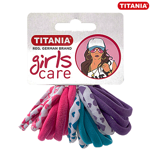 Titania Hair/Rubber/Tie/Elastic/Pony Bands - Heart Design, Assorted Colours, DP100196, 16 pcs  