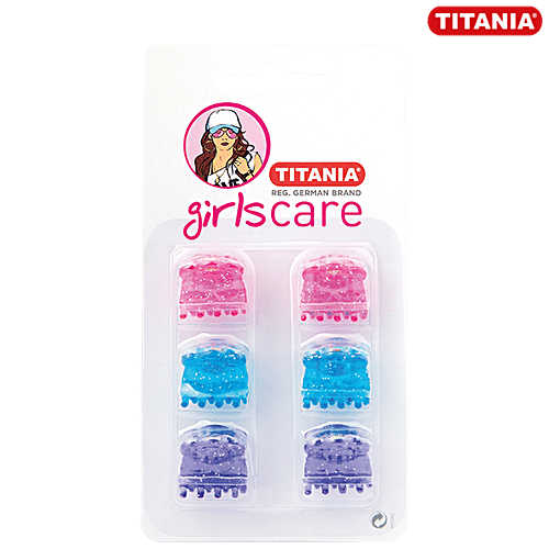 Titania Hair Clip/Clutcher - Extra Small, Glitter-Assorted Colours, DP100205, 6 pcs