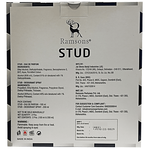 Buy RAMSONS Stud Eau De Parfume & Deodorant Spray, Long Lasting