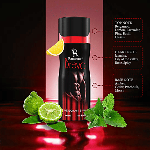 Ramsons Bravo Deodorant Spray - For Men, For A Long Lasting Impression, Feel Fresh, 200 ml