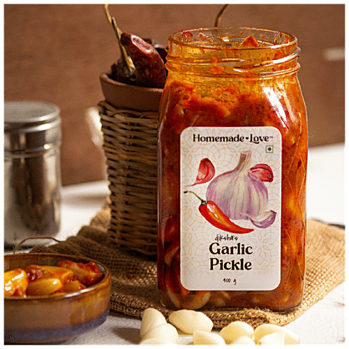 Buy Homemade Love Garlic Pickle Contains Vitamin C, Improves Digestion Online at Best Price of