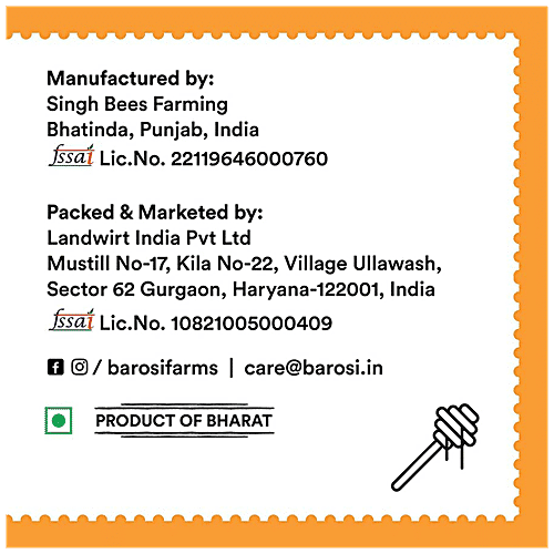 Barosi Sidr Honey - Pure, Raw & Unprocessed, Rich In Antioxidants, Natural Superfood, 500 g Jar 