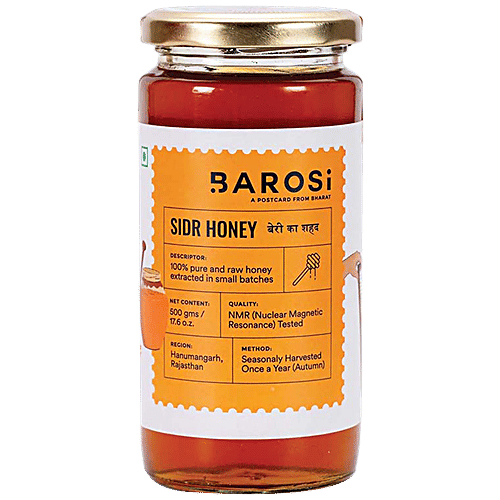 Barosi Sidr Honey - Pure, Raw & Unprocessed, Rich In Antioxidants, Natural Superfood, 500 g Jar 