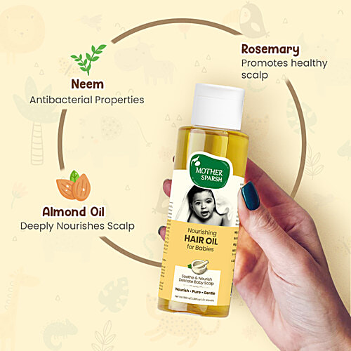 Mother Sparsh Baby Hair Oil - With 21 Ayurvedic Herbs & Oils, Non-Sticky, Nourishes Tender Scalp, 100 ml