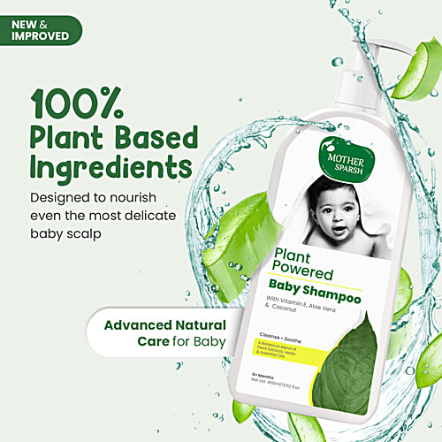 Mother Sparsh Plant-Powered Natural Baby Shampoo - Organic Herbs & Essential Oil, Nourishes Scalp, Hair, 400 ml  