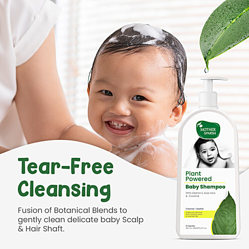 Mother Sparsh Plant-Powered Natural Baby Shampoo - Organic Herbs & Essential Oil, Nourishes Scalp, Hair, 400 ml  