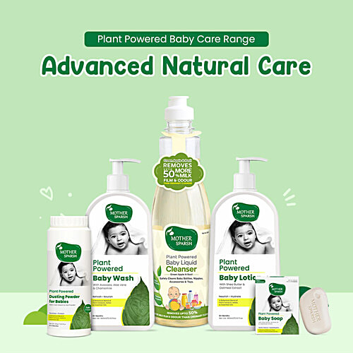Mother Sparsh Plant Powered Baby Liquid Cleanser - Green Apple & Basil, 500 ml Safely Cleans Baby bottles, nipples, Toys, Removes Milk film Odour