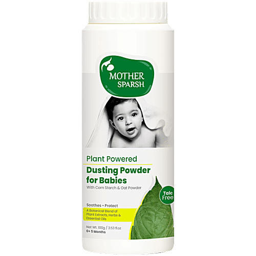 Mother Sparsh Baby Dusting Powder - Natural, No Parabens, Talc Free, Keeps Skin Soft, 100 g  