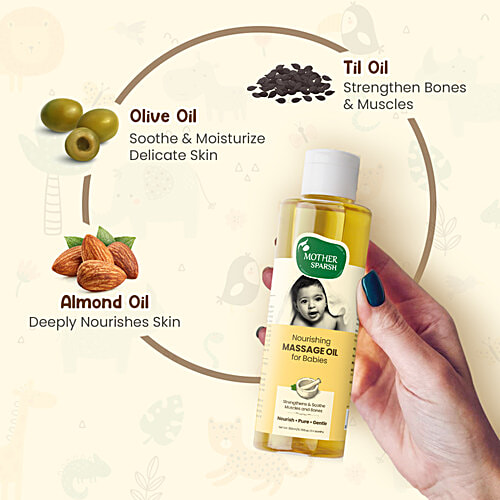 Mother Sparsh Baby Massage Oil - With 18 Herbal Extracts, Pure & Gentle, Nourishes Skin, 100 ml  
