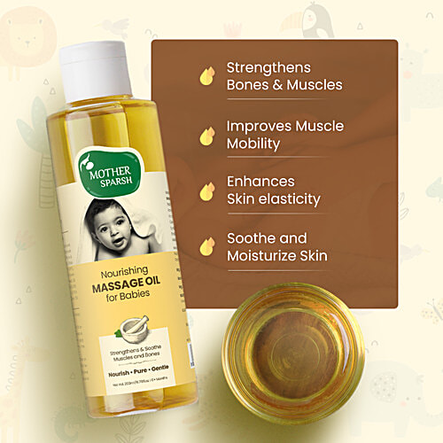 Mother Sparsh Baby Massage Oil - With 18 Herbal Extracts, Pure & Gentle, Nourishes Skin, 100 ml  