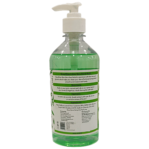 Beautisoul Aloe Vera Handwash With Glycerin - pH balanced, Hydrating, Non-Drying, Provides Germ protection, 500 g Pump 