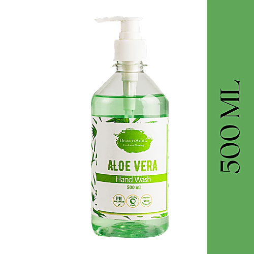 Beautisoul Aloe Vera Handwash With Glycerin - pH balanced, Hydrating, Non-Drying, Provides Germ protection, 500 g Pump 