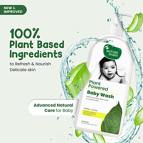 Mother Sparsh Plant-Powered Natural Baby Wash - Avocado Oil, Coconut Based Cleanser, Hydrating, 400 ml