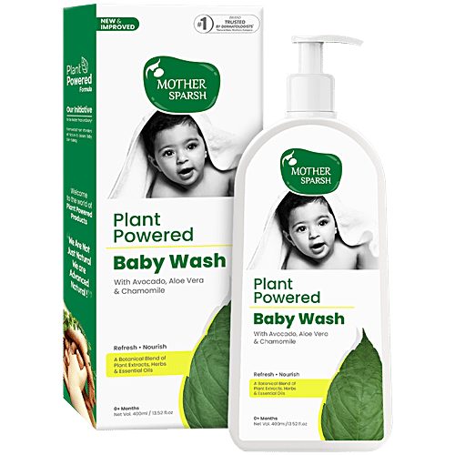 Mother Sparsh Plant-Powered Natural Baby Wash - Avocado Oil, Coconut Based Cleanser, Hydrating, 400 ml