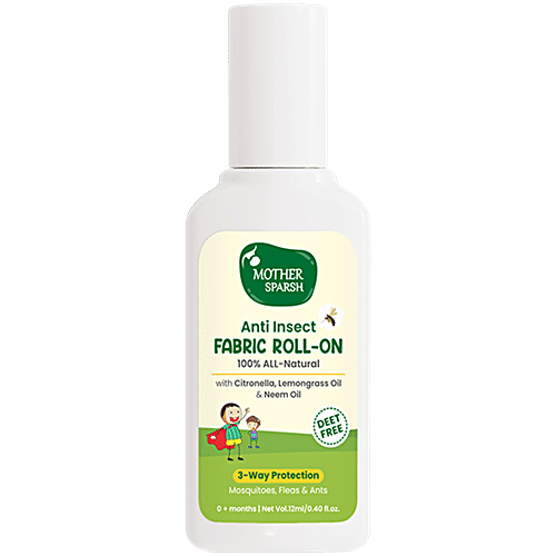 Mother Sparsh Anti Insect Fabric Roll On - 100% All Natural, With Citronella, Lemongrass & Neem Oil, 12 ml  Natural Protection, Mosquito Repellent, Flea Protection, Insect Repellent, DEET Free