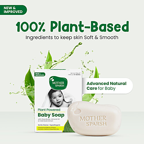 Mother Sparsh Plant Powered Natural Baby Soap - Gently Cleanses & Soothes Skin, 0+ Months, 100 g (Pack of 2)