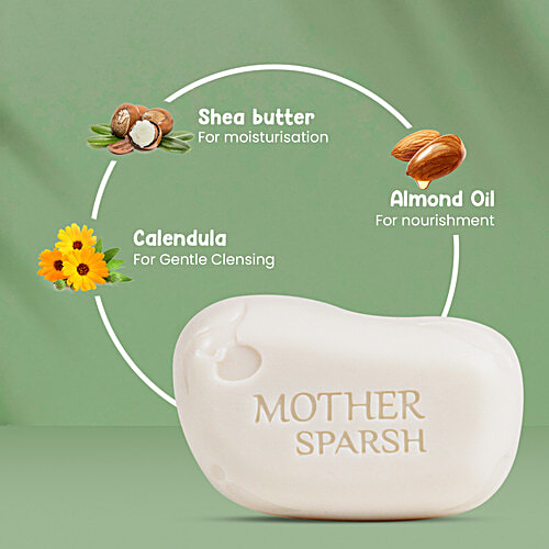 Mother Sparsh Plant Powered Natural Baby Soap - Gently Cleanses & Soothes Skin, 0+ Months, 100 g (Pack of 2)