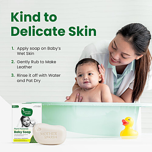 Mother Sparsh Plant Powered Natural Baby Soap - Gently Cleanses & Soothes Skin, 0+ Months, 100 g (Pack of 2)