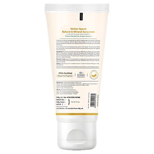 Mother Sparsh Plant Powdered Baby Natural & Mineral Sunscreen - SPF 30+, UVA/UVB Protection, Prevents Sunburn, 100 ml  