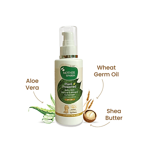 Mother Sparsh Plant Powdered Baby Natural & Mineral Sunscreen - SPF 30+, UVA/UVB Protection, Prevents Sunburn, 100 ml  