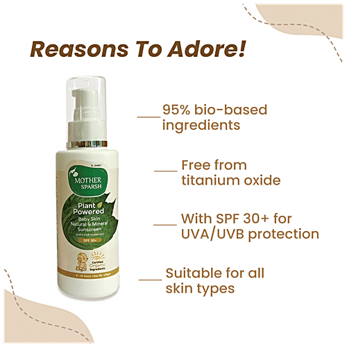 Mother Sparsh Plant Powdered Baby Natural & Mineral Sunscreen - SPF 30+, UVA/UVB Protection, Prevents Sunburn, 100 ml  