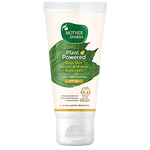 Mother Sparsh Plant Powdered Baby Natural & Mineral Sunscreen - SPF 30+, UVA/UVB Protection, Prevents Sunburn, 100 ml  