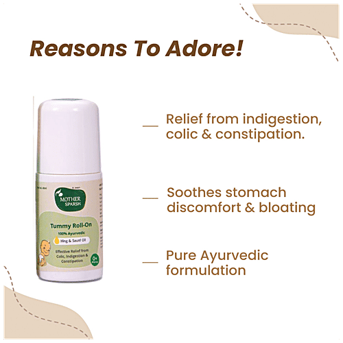 Mother Sparsh Tummy Roll On 100% Ayurvedic - Hing & Saunf Oil, 0+ Months, 40 ml Effective Relief From Colic, Indigestion & Constipation