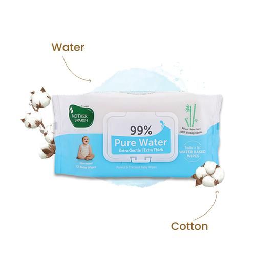 Buy Mother Sparsh 99% Pure Water Wipes - Unscented, Plant Fabric, Extra  Gentle & Thick, For Sensitive Skin Online at Best Price of Rs 568 -  bigbasket