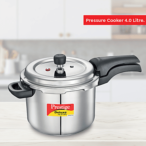 Prestige Deluxe Alpha Svachh Stainless Steel Spillage Control Pressure Cooker - Silver, 4 L