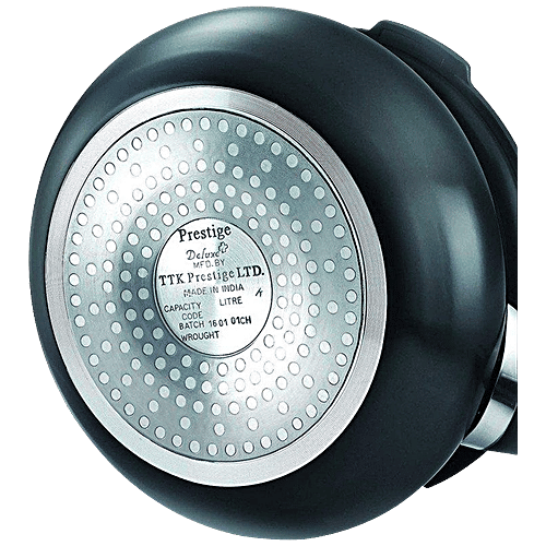 Prestige Deluxe Plus Duo Hard Anodised Aluminium Outer Lid Pressure Cooker - Induction Base, Black, 2 L