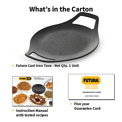 Buy Hawkins Futura Cast Iron Griddle Tawa 24 cm, 4.9 mm, With Handle