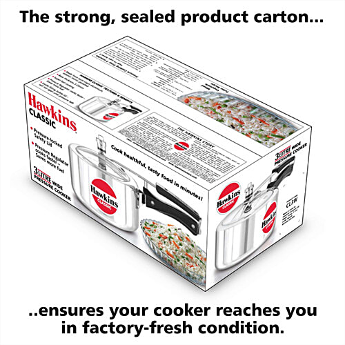 Hawkins Classic Pressure Cooker - Wide Design, Inner Lid, Silver, CL3W, 3 L  