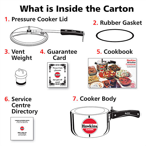 Hawkins Classic Pressure Cooker - Wide Design, Inner Lid, Silver, CL3W, 3 L  