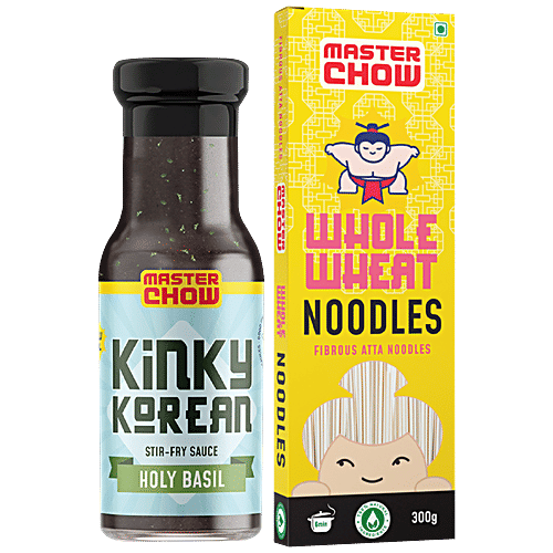 MasterChow Kinky Korean Holy Basil Stir Fry Sauce & Whole Wheat Noodle Healthy Kit - Wholesome, 2 pcs  