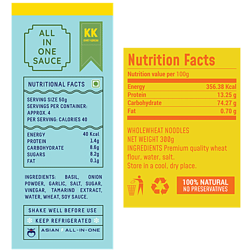 MasterChow Kinky Korean Holy Basil Stir Fry Sauce & Whole Wheat Noodle Healthy Kit - Wholesome, 2 pcs  