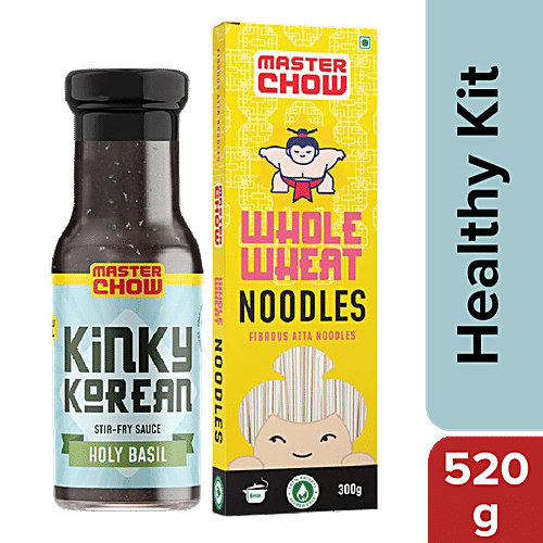 MasterChow Kinky Korean Holy Basil Stir Fry Sauce & Whole Wheat Noodle Healthy Kit - Wholesome, 2 pcs  