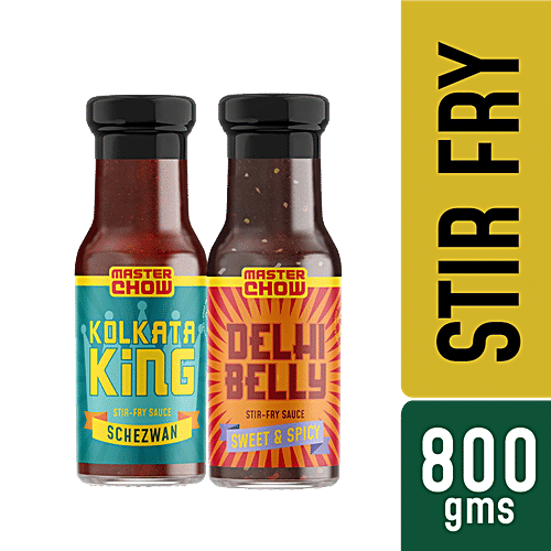 MasterChow Kolkata King Schezwan & Delhi Belly Stir Fry Veg Asian Sauce - Adds Flavour, 400 g (Pack of 2) 