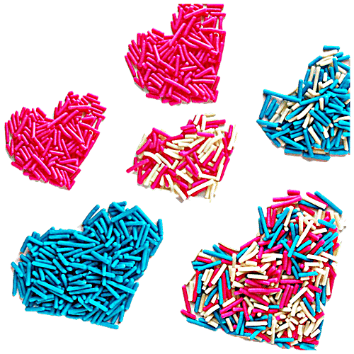 Serapheena Pink & Blue Sugar Sprinkles - Assorted Colours & Designs, For Cake Decoration, 100 g  