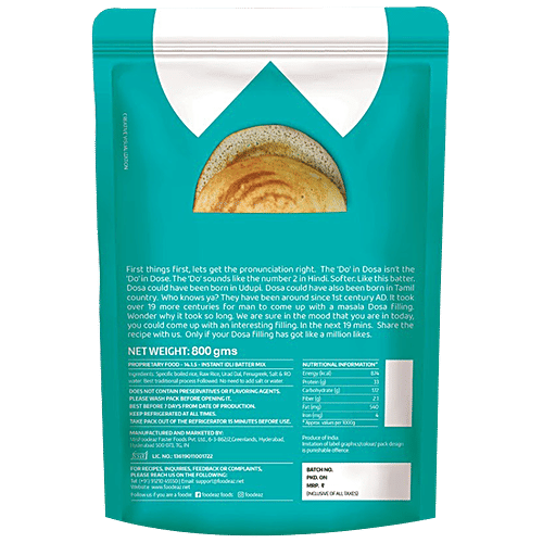 Foodeaz Dosa Batter, 800 g Pouch Perfect Breakfast