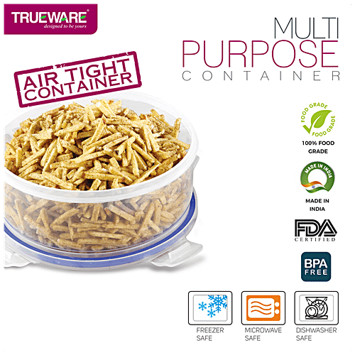 Trueware Clip & Close Plastic Container - Transparent, 350 ml Leak Proof
